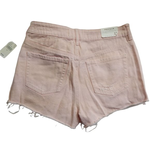 PacSun Womens High Rise Cut Off Short Shorts Denim Pink  Size 27 - Picture 2 of 8